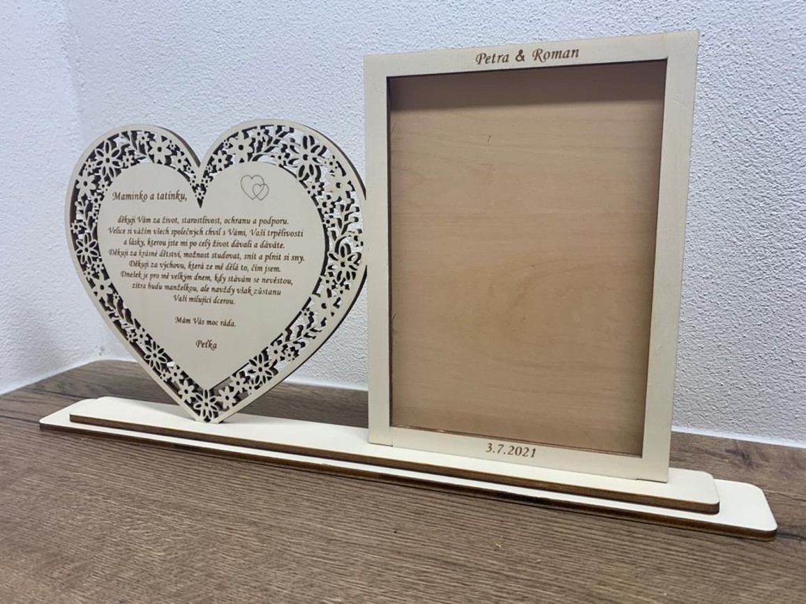 Poděkování rodičům s kytičkami a fotorámečkem 10x15 cm